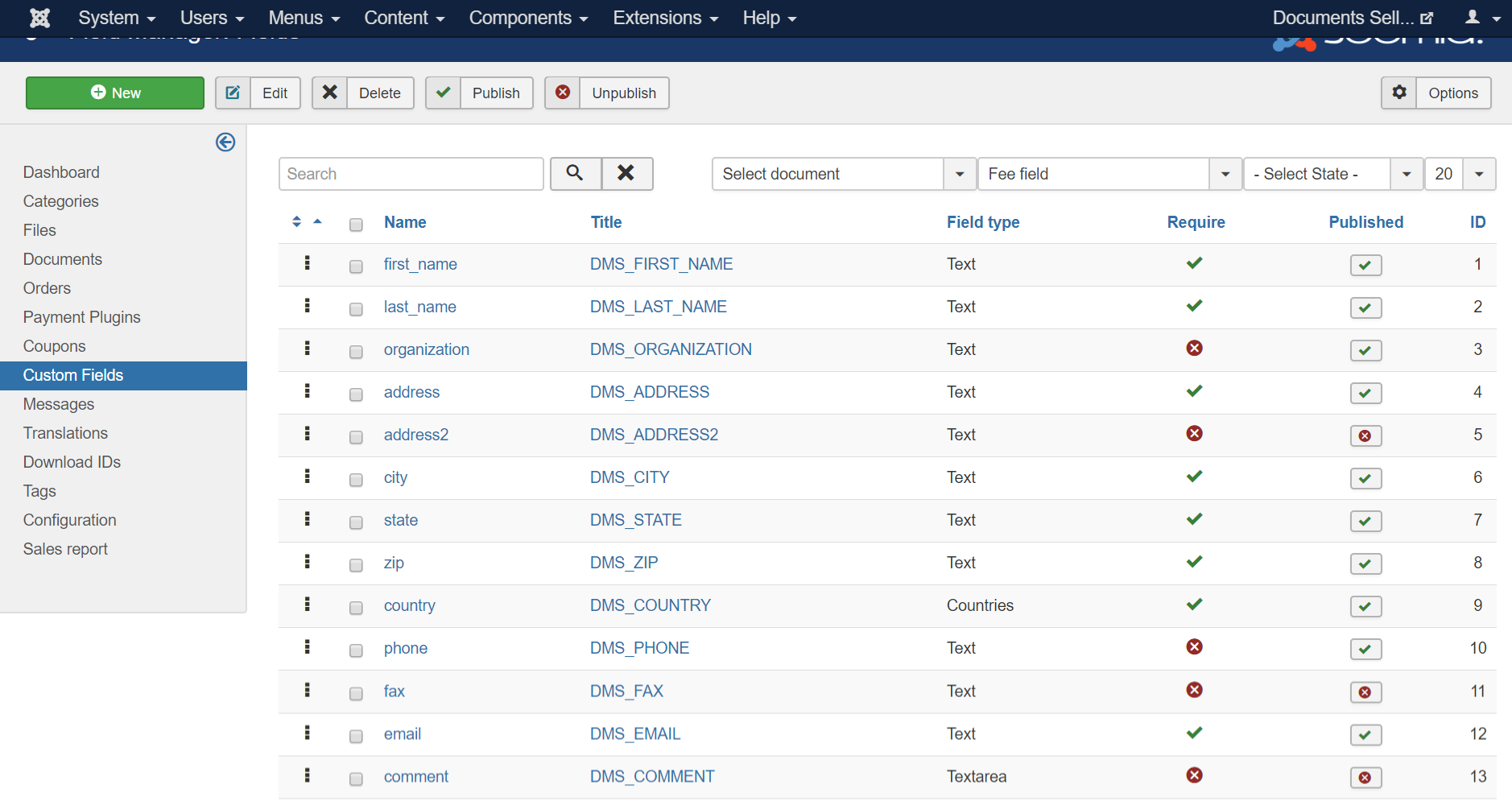 Custom Fields Management