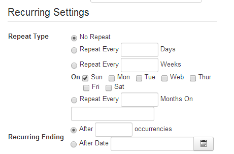 Recurring Settings