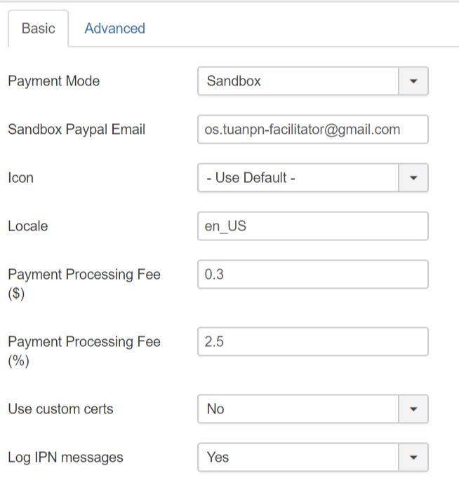 Paypal Payment Plugin Configuration