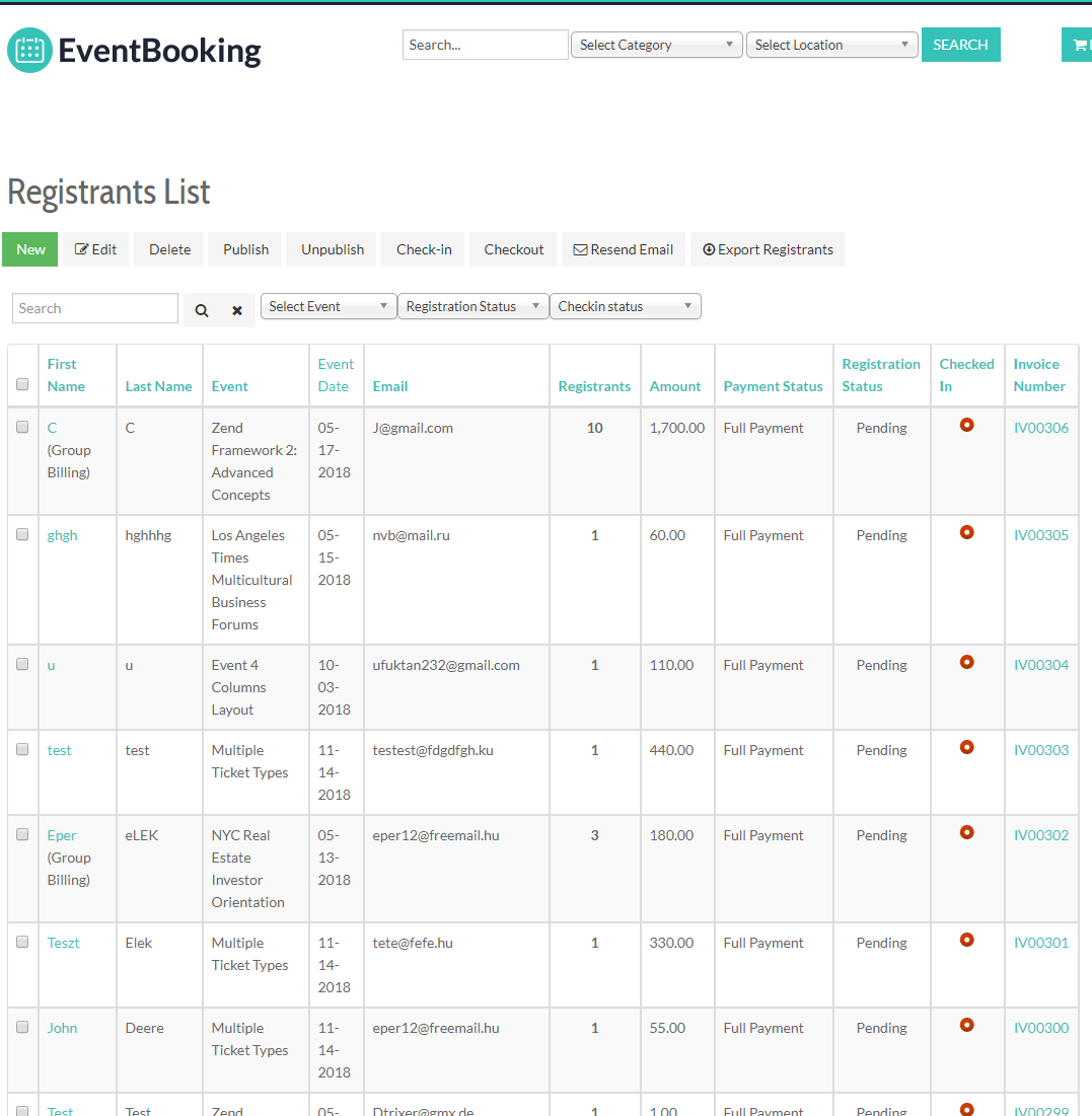 Manage Registrants