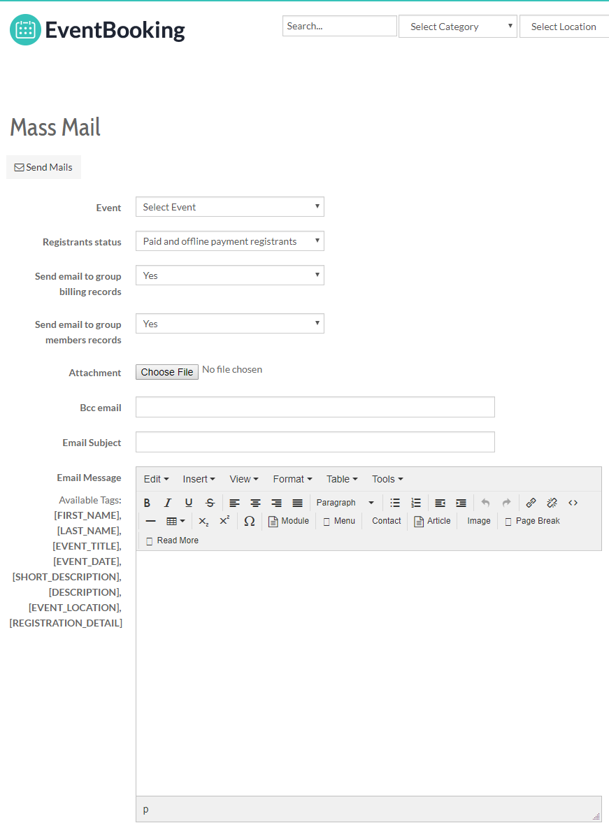 Mass Mail Frontend