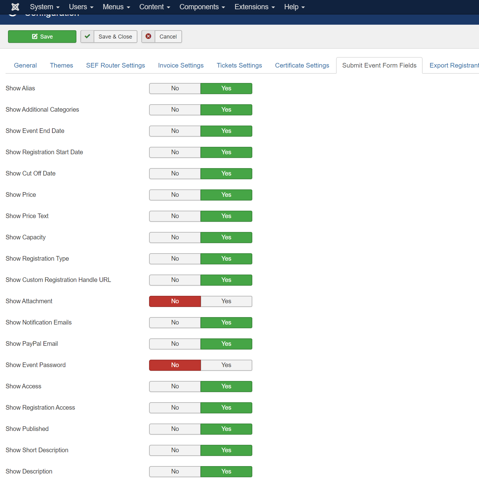 Submit Event Form Fields