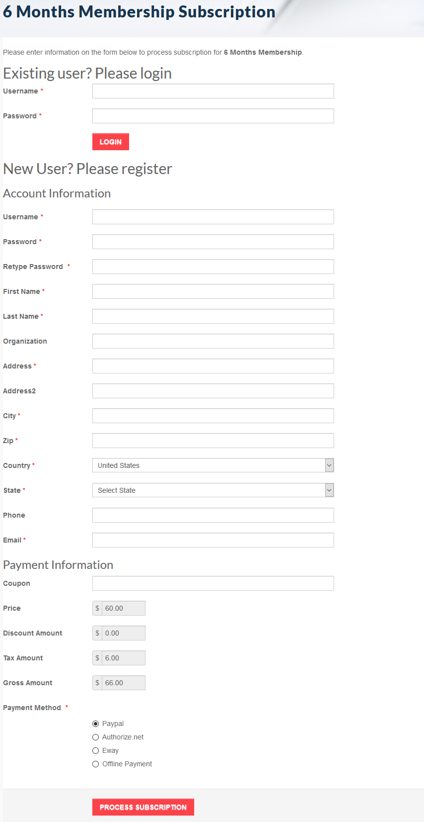 Subscription Form